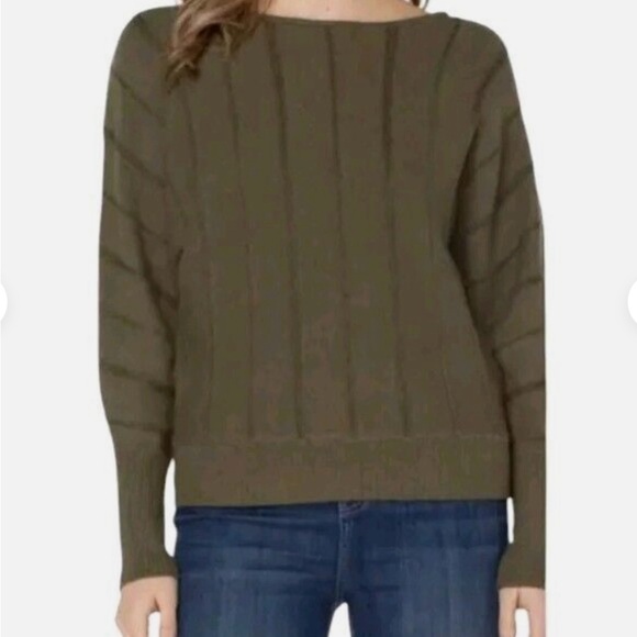 Liverpool Los Angeles Women's Boatneck Dolman Myrtle Heather Green Sweater Top - Picture 2 of 6